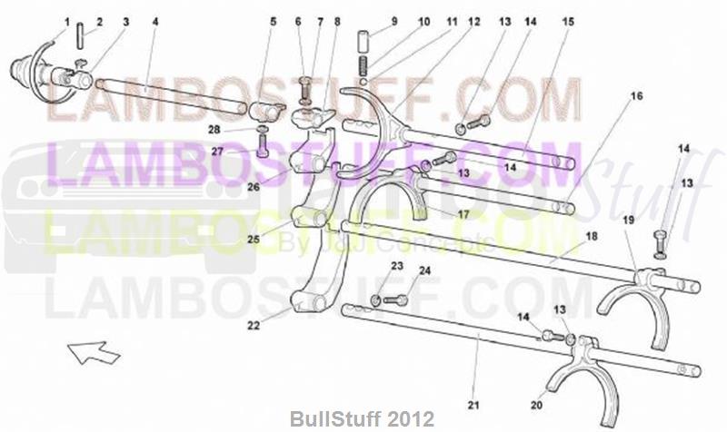 2007 Lamborghini MURCIELAGO LP 640 ROADSTER AUSTRALIA GEARBOX SHIFTING RODS AND FORKS (311.01.00)